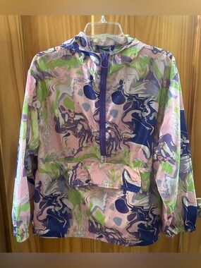 ASOS Windbreaker Anorak Jacket/ Hoodie Marble Abstract Women’s Size 6